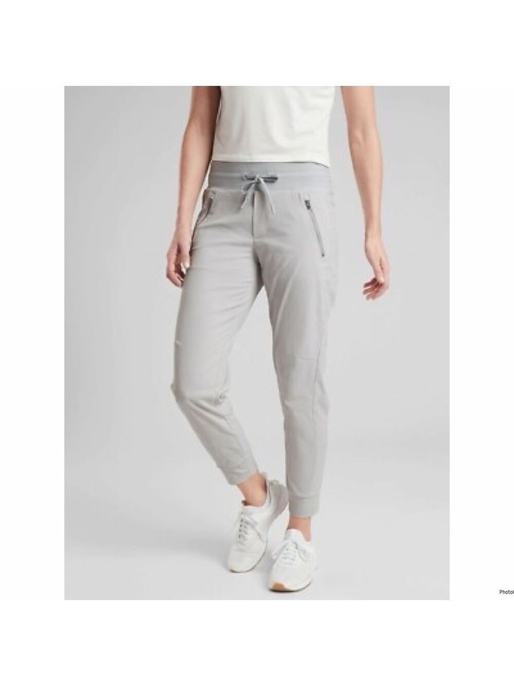 Athleta Trekkie North Jogger Drawstring Tapered High Rise Outdoor Light Gray 6